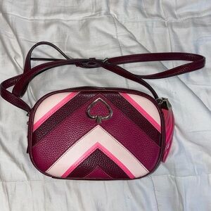 KATE SPADE NEW YORK Kourtney Chevron Camera Crossbody Bag Leather